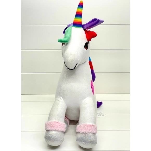 JoJo Siwa Plush White Rainbow Unicorn 23" Large Stuffed Horse Toy - Picture 4 of 5